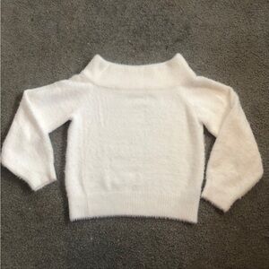 H&M White Fuzzy Sweater